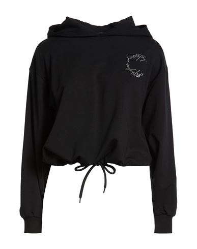 Woman Sweatshirt Black Size L Cotton, Elastane