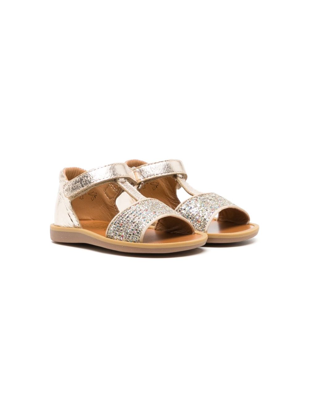 Metallic touch-strap sandals - Gold