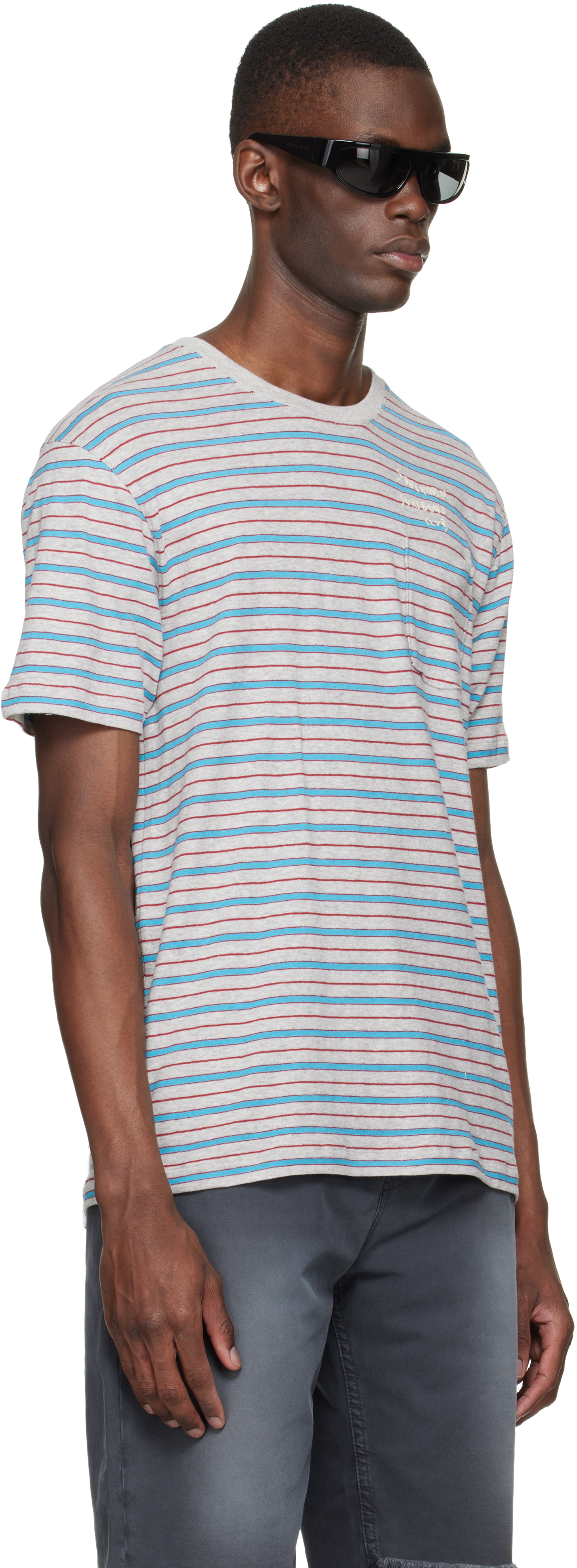 Gray & Blue Striped T-shirt