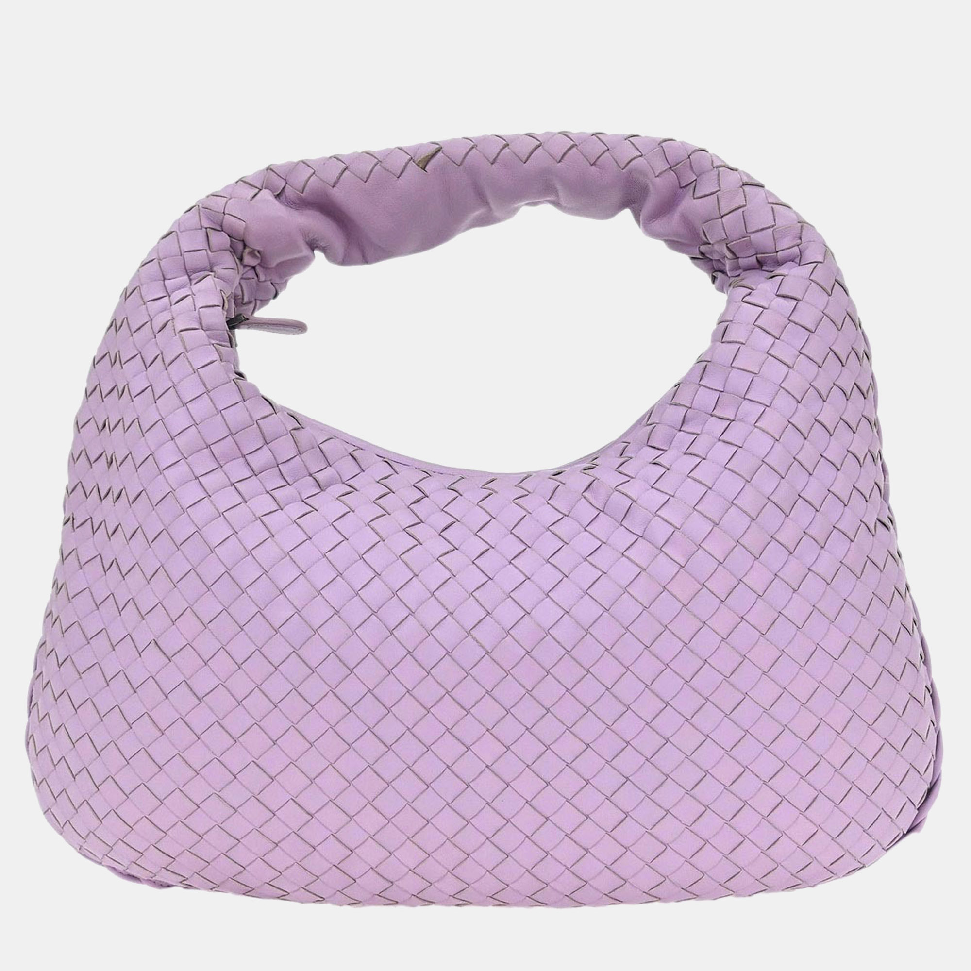 Bottega Veneta Purple Lambskin Intrecciato Hobo Handbag