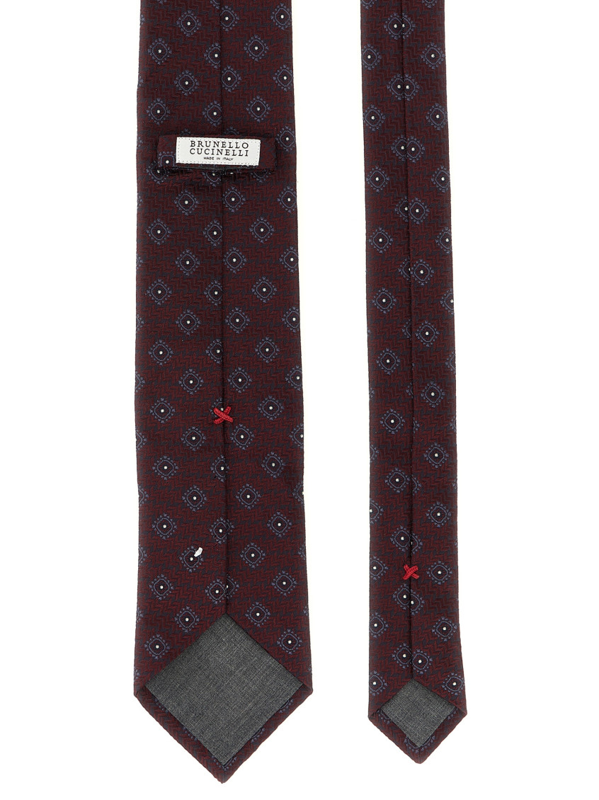Silk Tie With Geometric Pattern