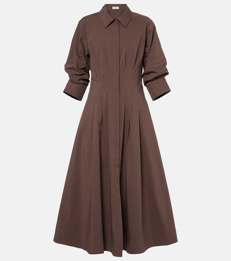 Pintuck cotton-blend midi dress