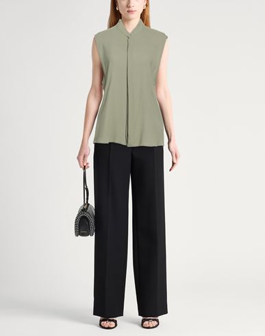Woman Shirt Military green Size L Virgin Wool, Viscose