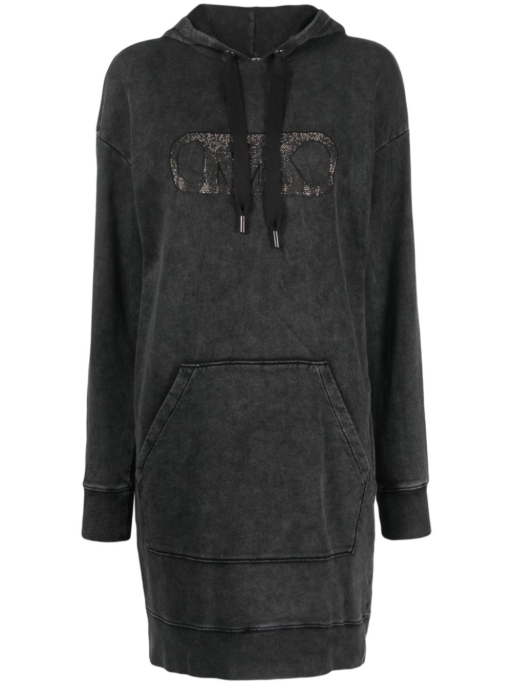 Logo-embellished distressed sweatshirt dress - Black