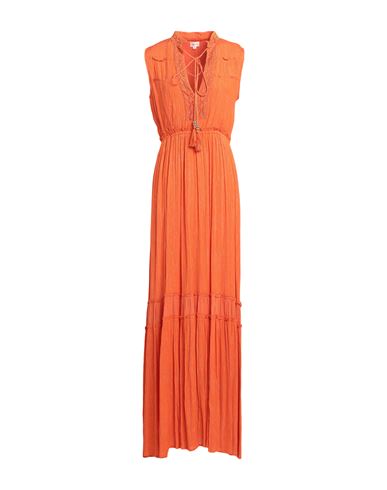 Woman Maxi dress Orange Size M Viscose, Lurex