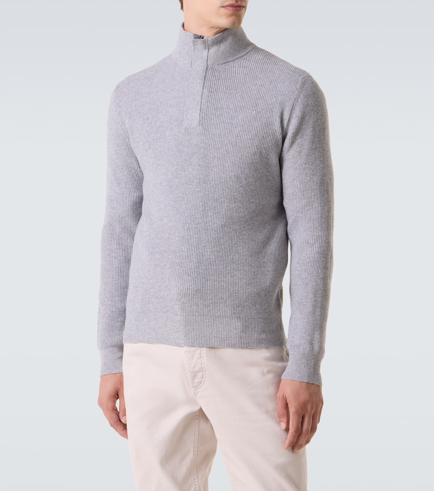 Waffle-knit wool and cashmere sweater