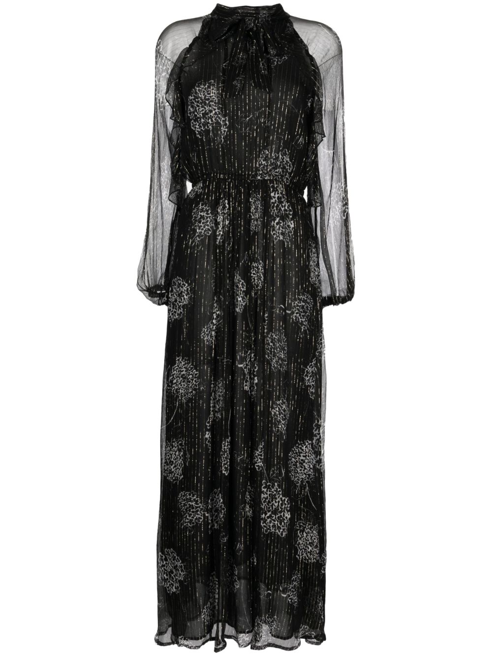 Cerelia tie-neck silk gown - Black