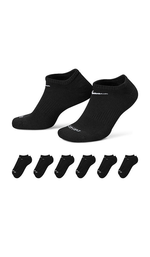 Nike Everyday Plus Cushion Training No Show 6 pair sock set in Black. - S also in