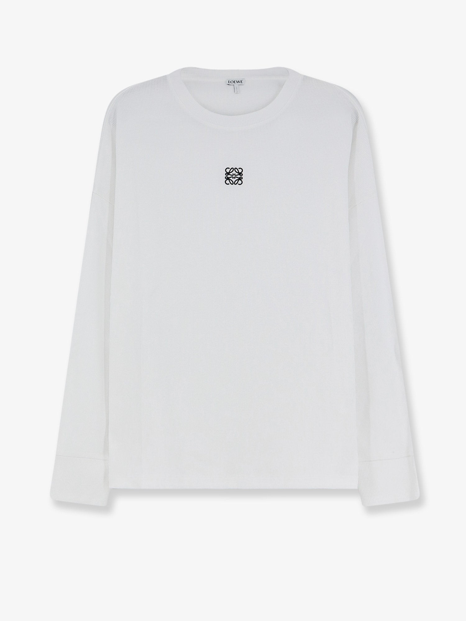 Monogram-Embroidered Ribbed Cotton T-Shirt — White