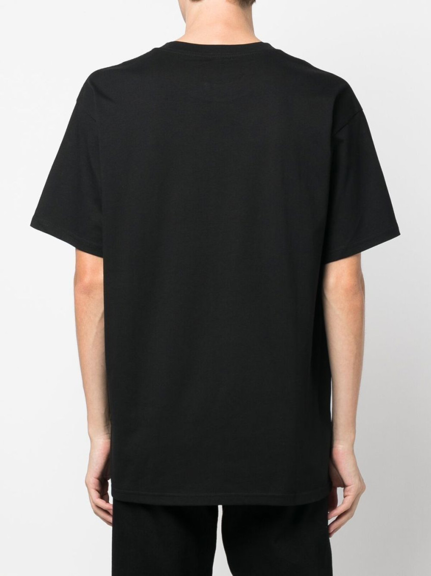 -T-shirt in cotone con logo ricamato-Uomo