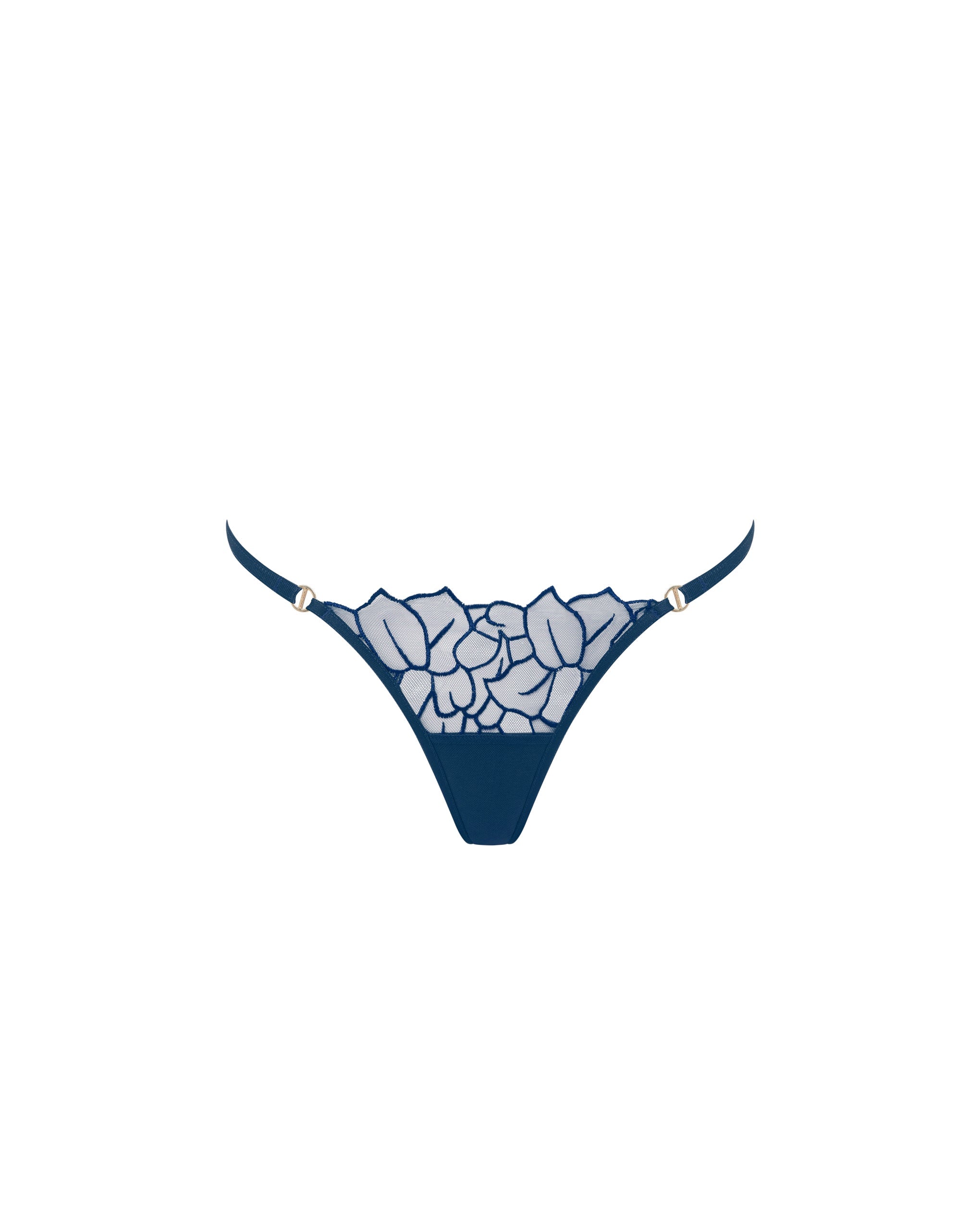 Bluebella Laurel Sheer Floral Thong Navy