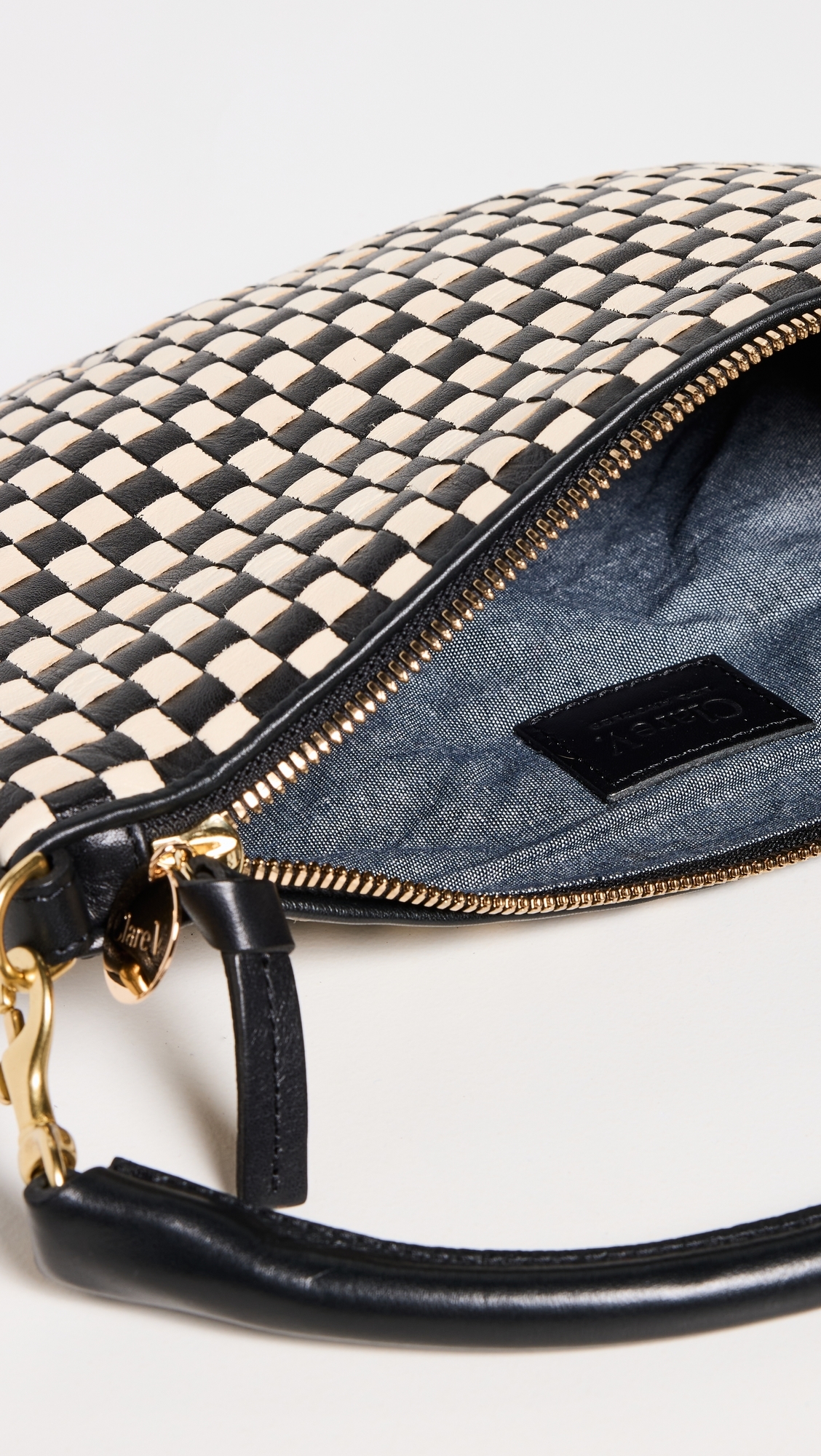 Petite Moyen Messenger Bag Black & Cream Woven Checker One Size