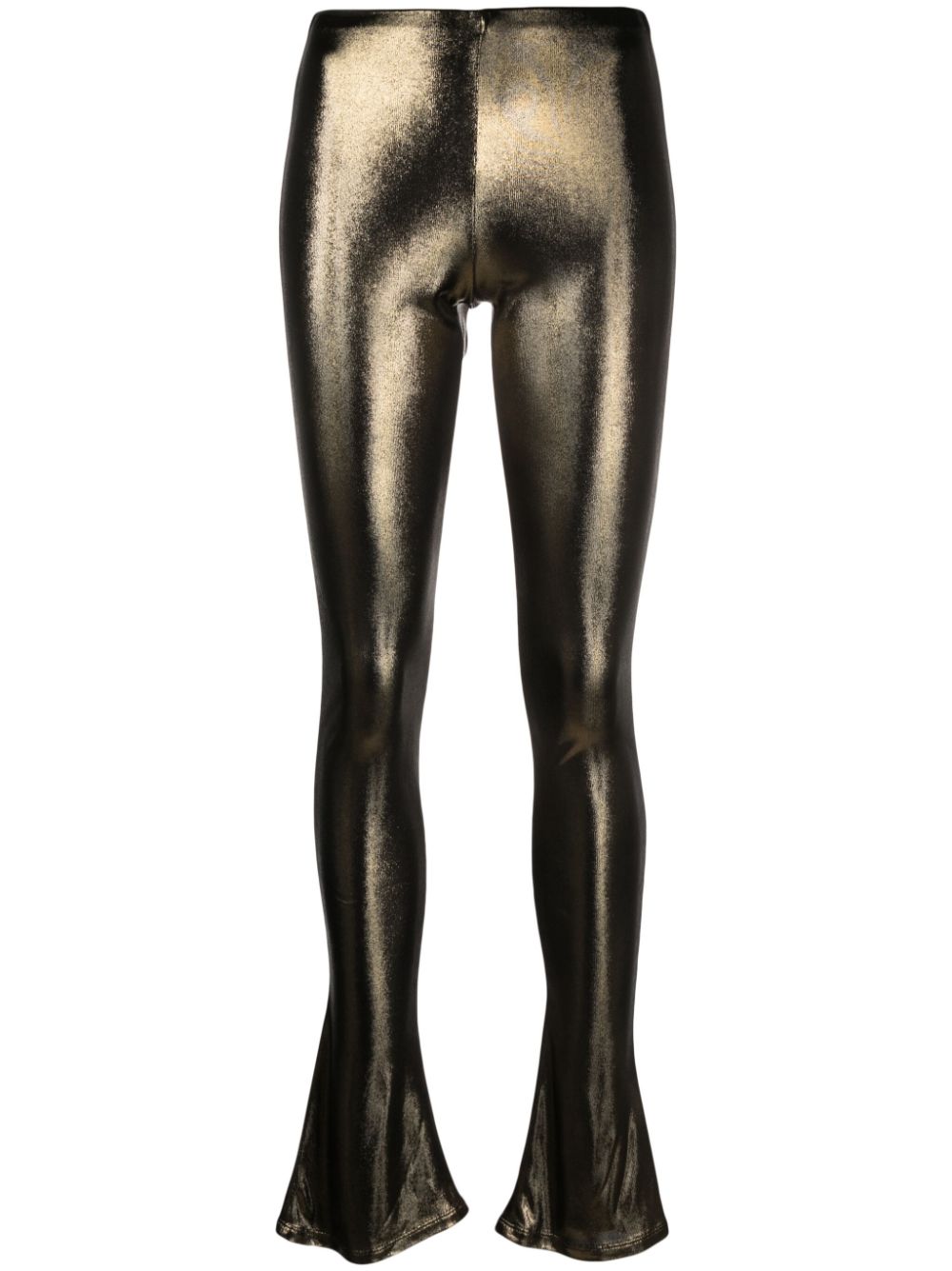 Laminated-finish puddle-hem leggings - Gold
