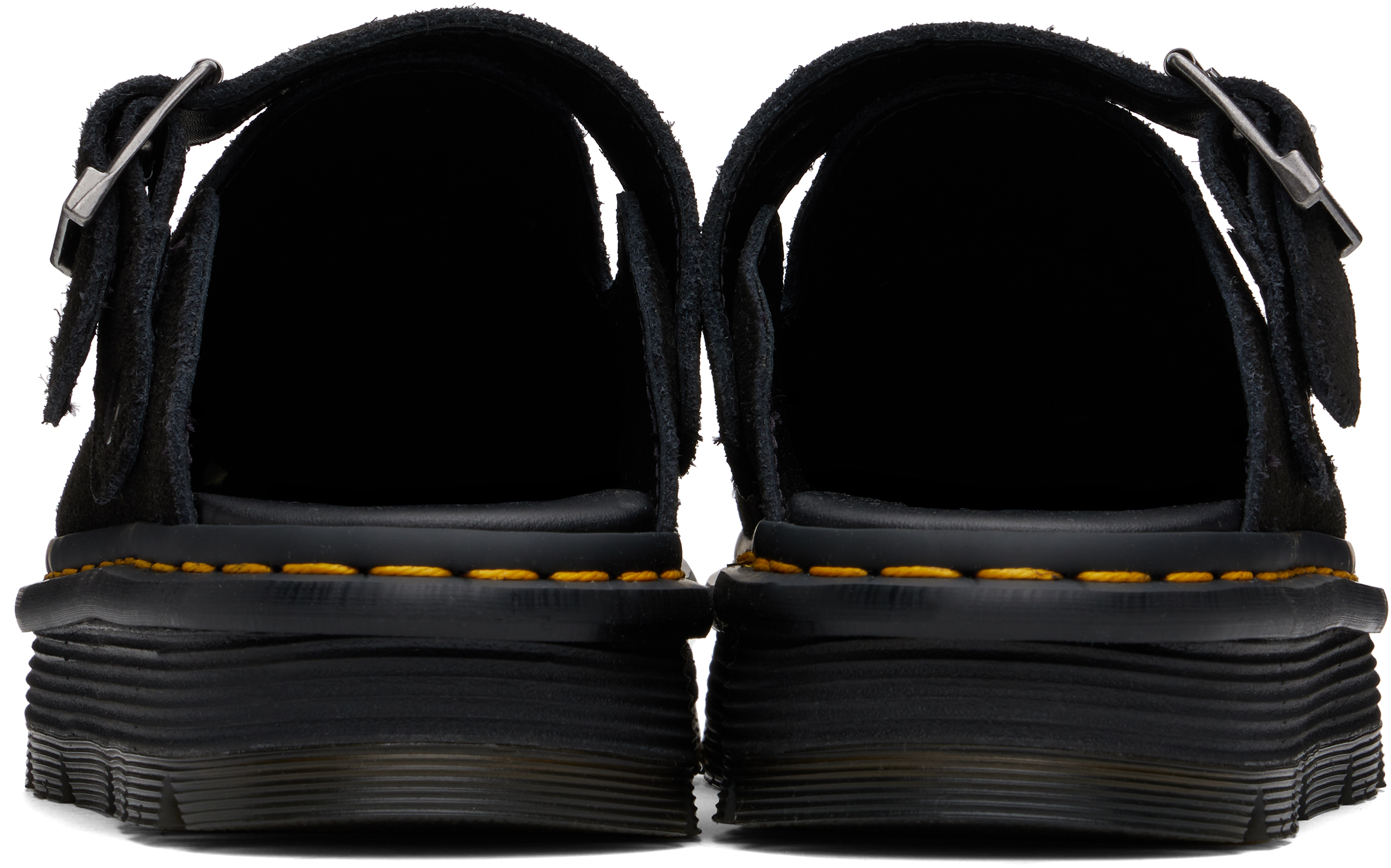 Dr. Martens Black Zebzag Suede Slingback Platform Mules