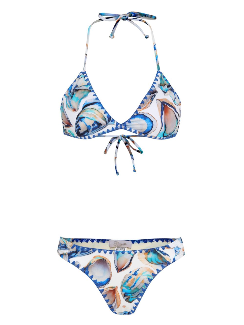 Shell-print bikini - White