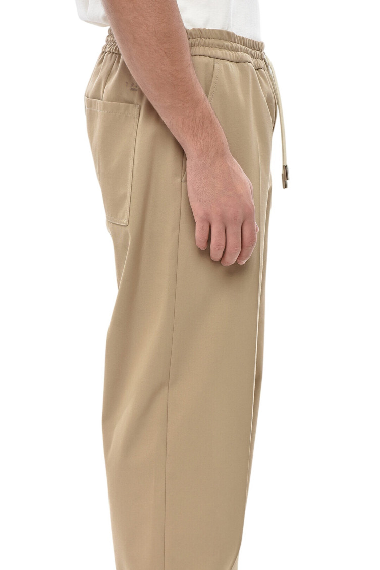 Beige Relaxed Drawstring Pants