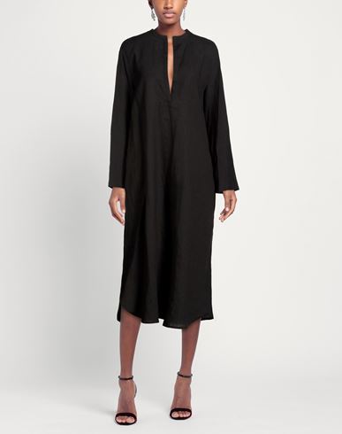 Woman Midi dress Black Size 6 Linen