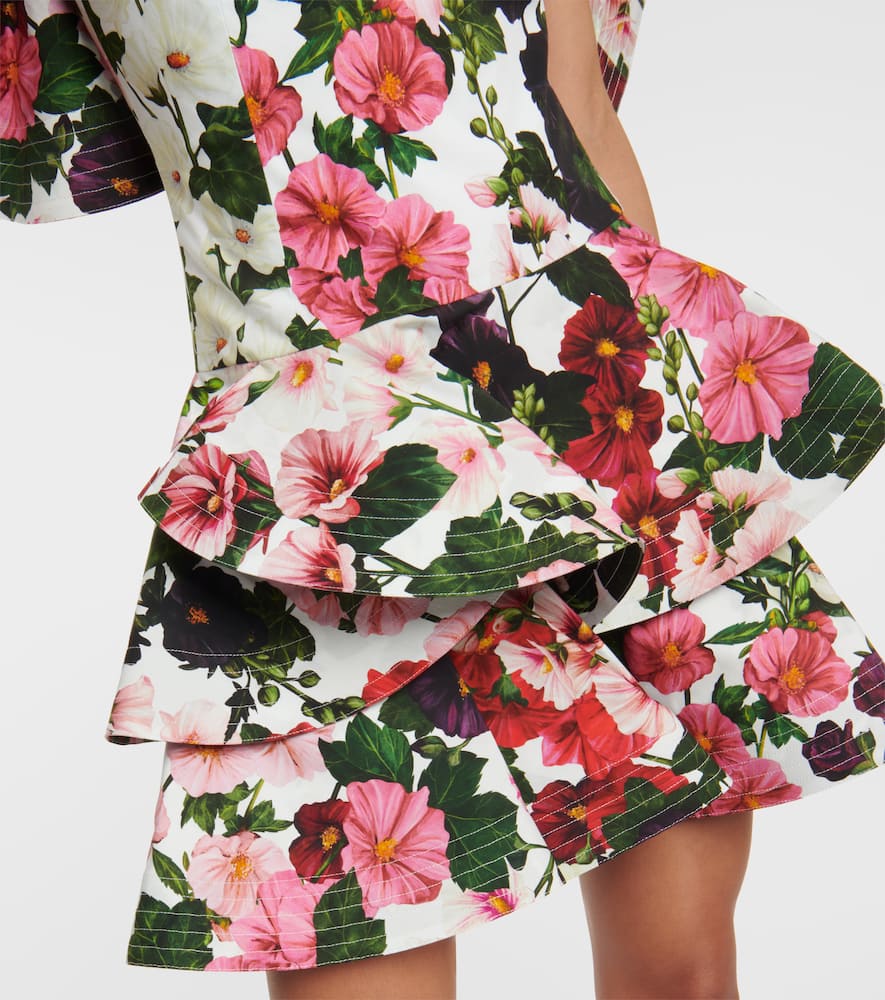 Ruffled floral cotton-blend minidress