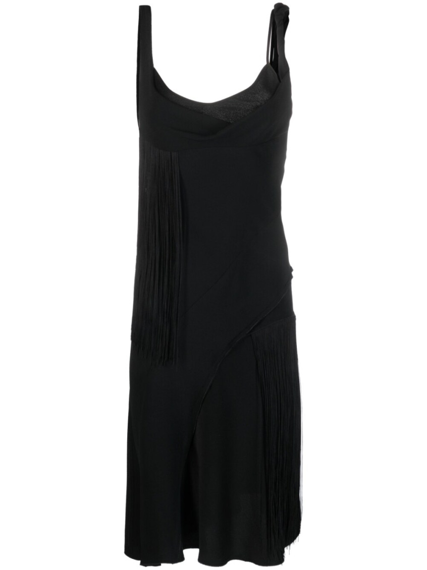 - Asymmetric Fringe Mini Dress
