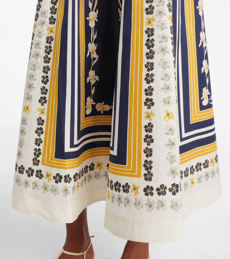 Printed cotton poplin midi skirt