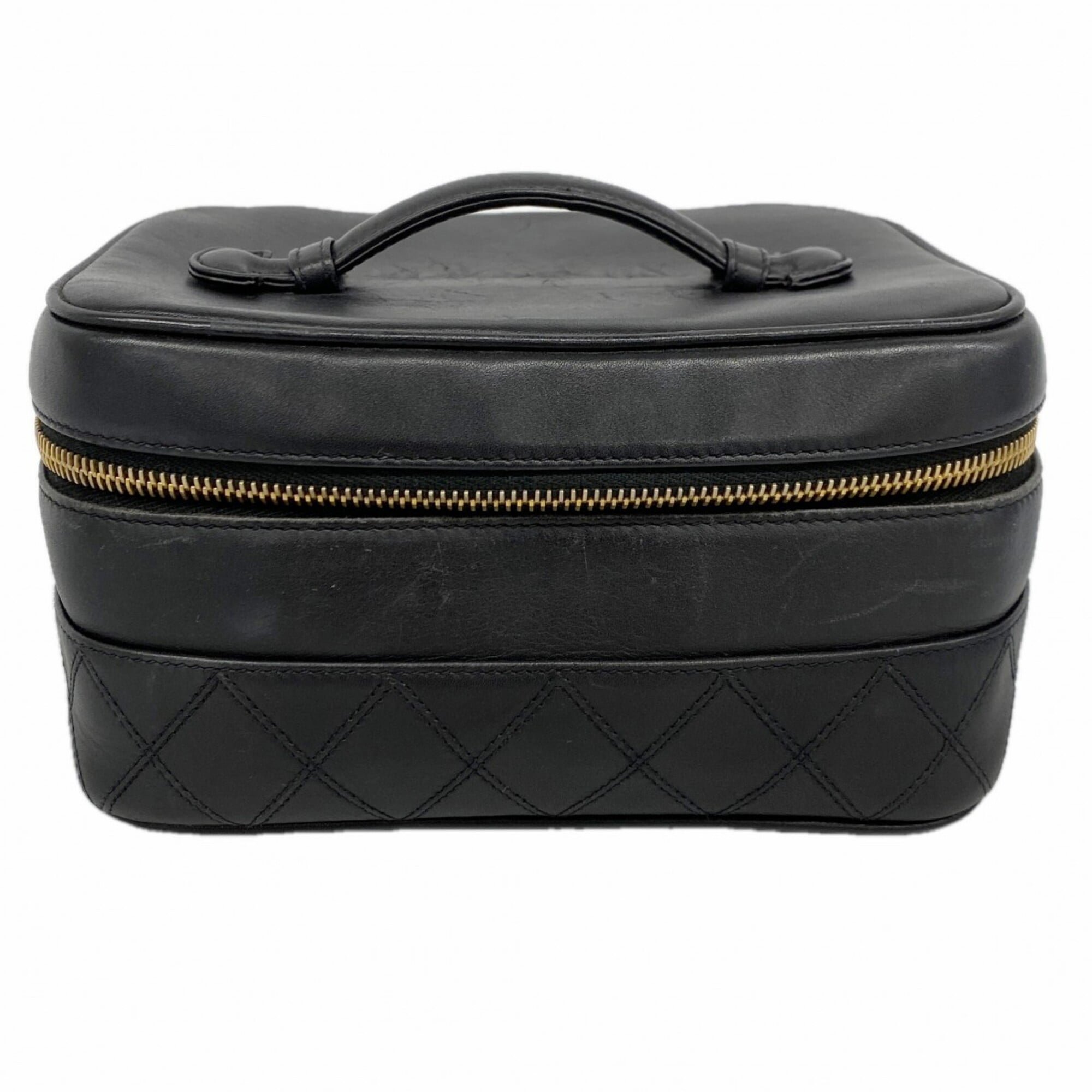 Chanel Black Leather Handbag Vanity Bag Pre-Owned