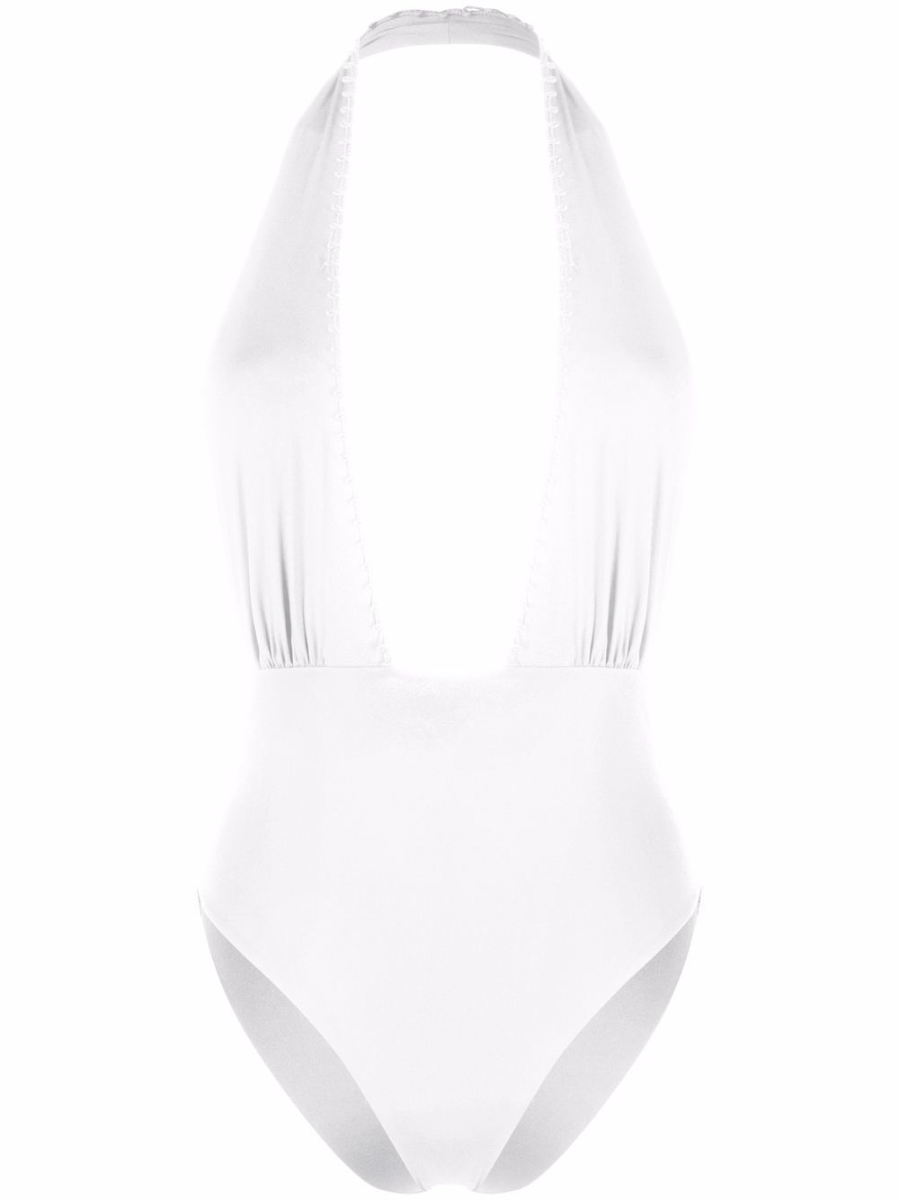 Braid-detail halterneck swimsuit