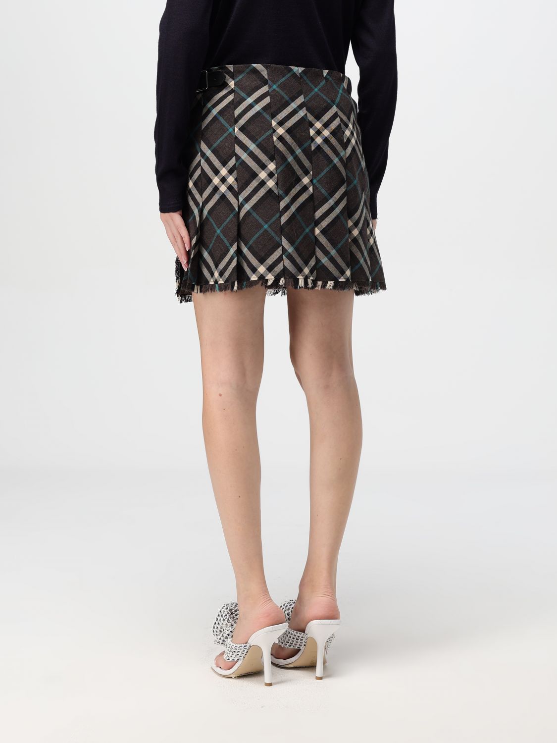 Check Wool Blend Mini Kilt Skirts
