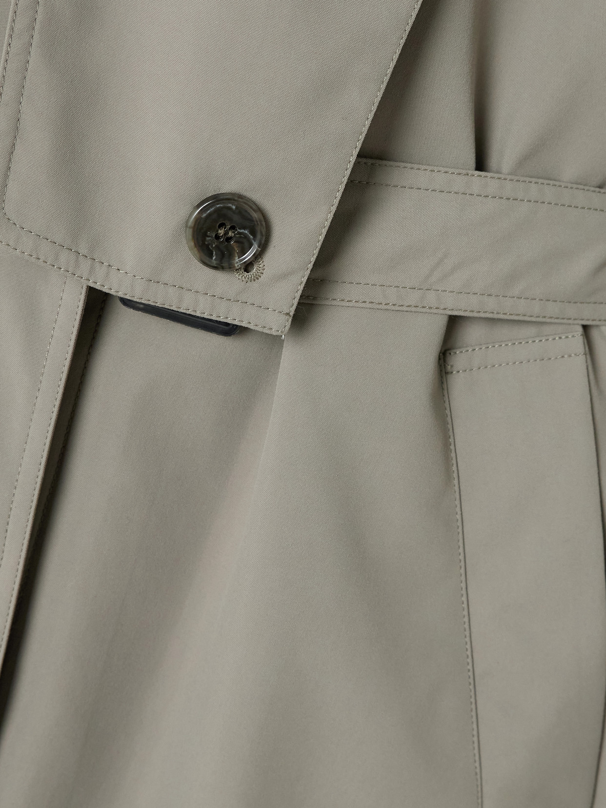 Frank Belted Layered Shell Trench Coat - Gray