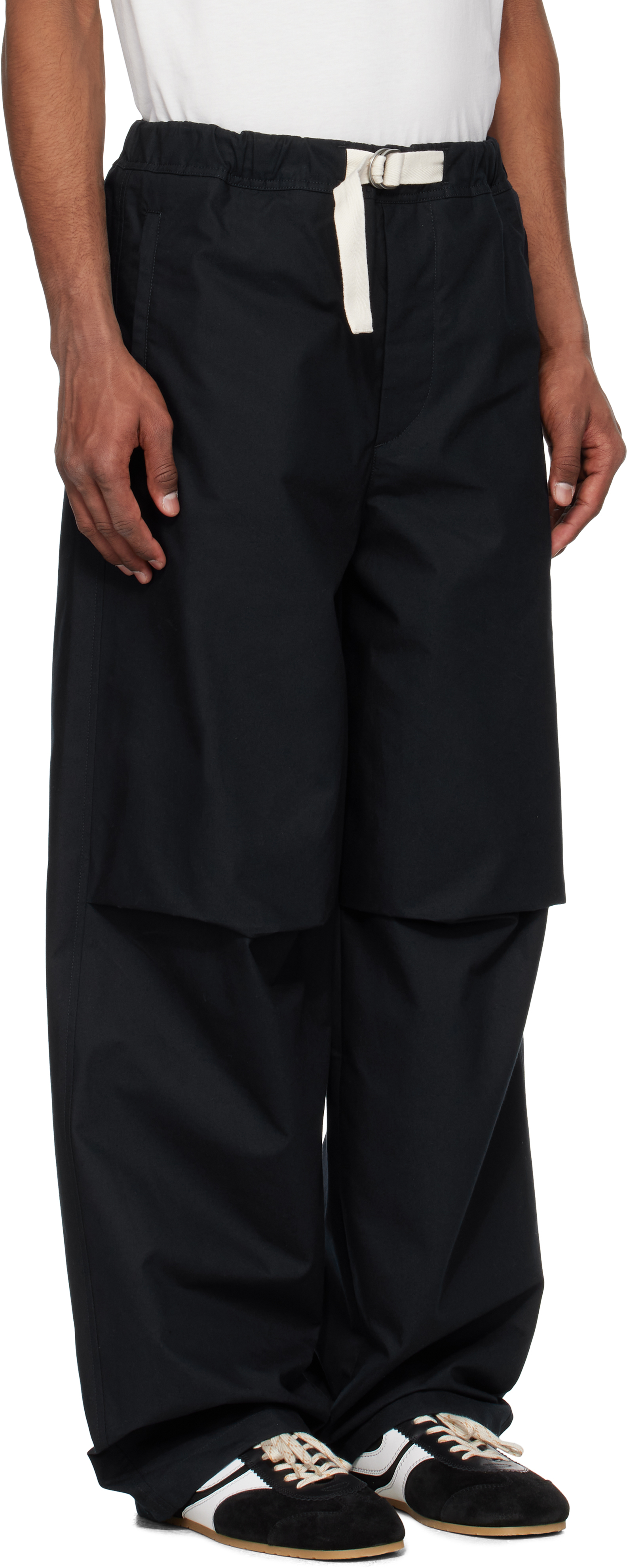 Jil Sander Navy Belted Trousers
