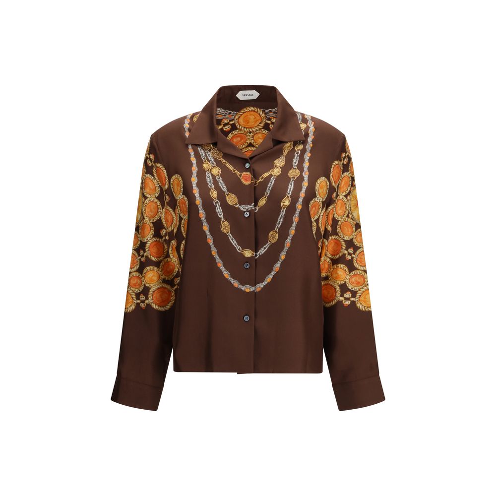 Chain Print Shirt — Brown