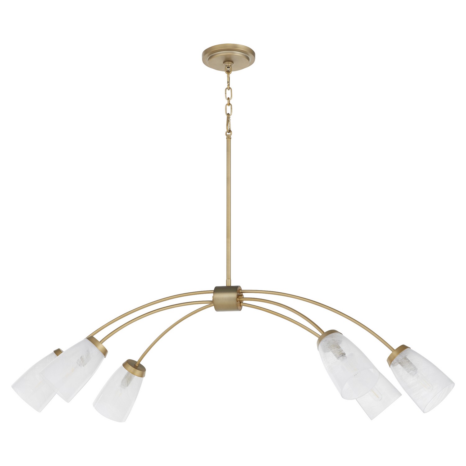 Aged Brass Linear Chandelier from the Arpeggio Collection