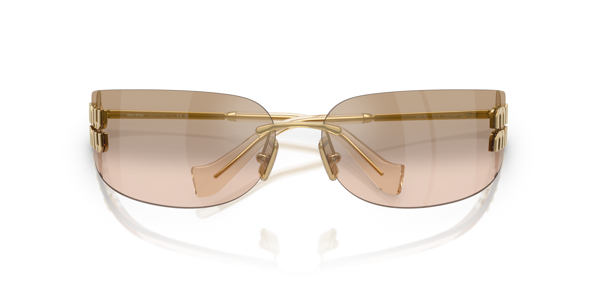 Miu Miu Woman Miu Miu MU A51S 5AK20P Sunglasses Metal Gold Brown Squared Normal Mirror