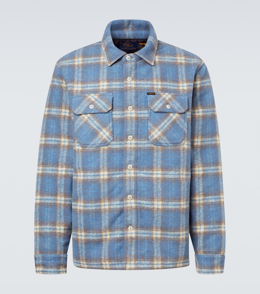 Plaid wool-blend flannel shirt