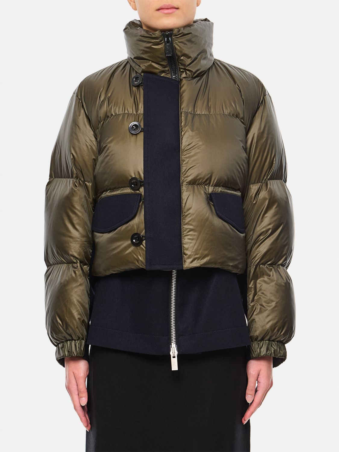 Layered puffer jacket - Green