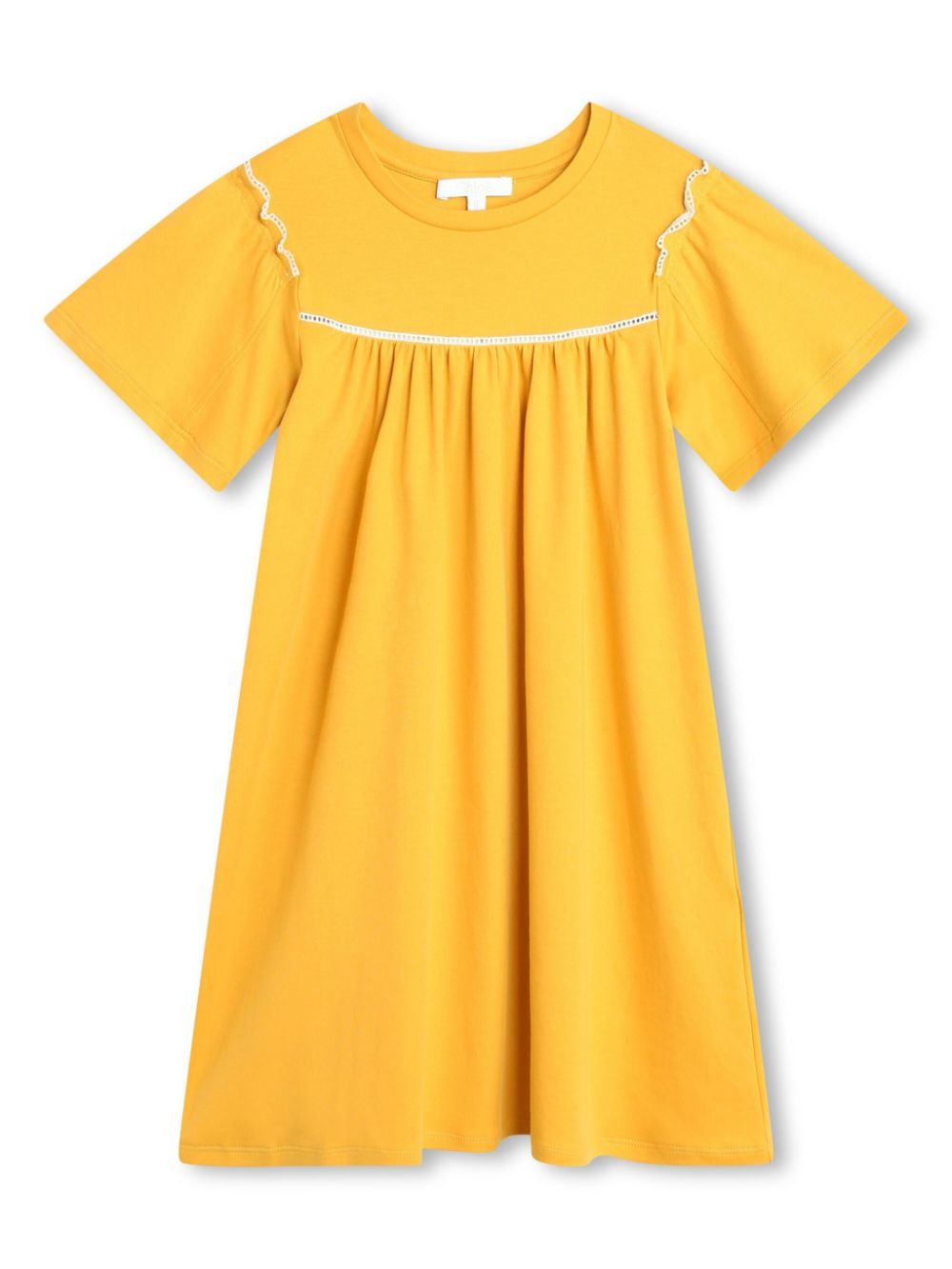 Ruffle-trimmed organic cotton dress - Yellow