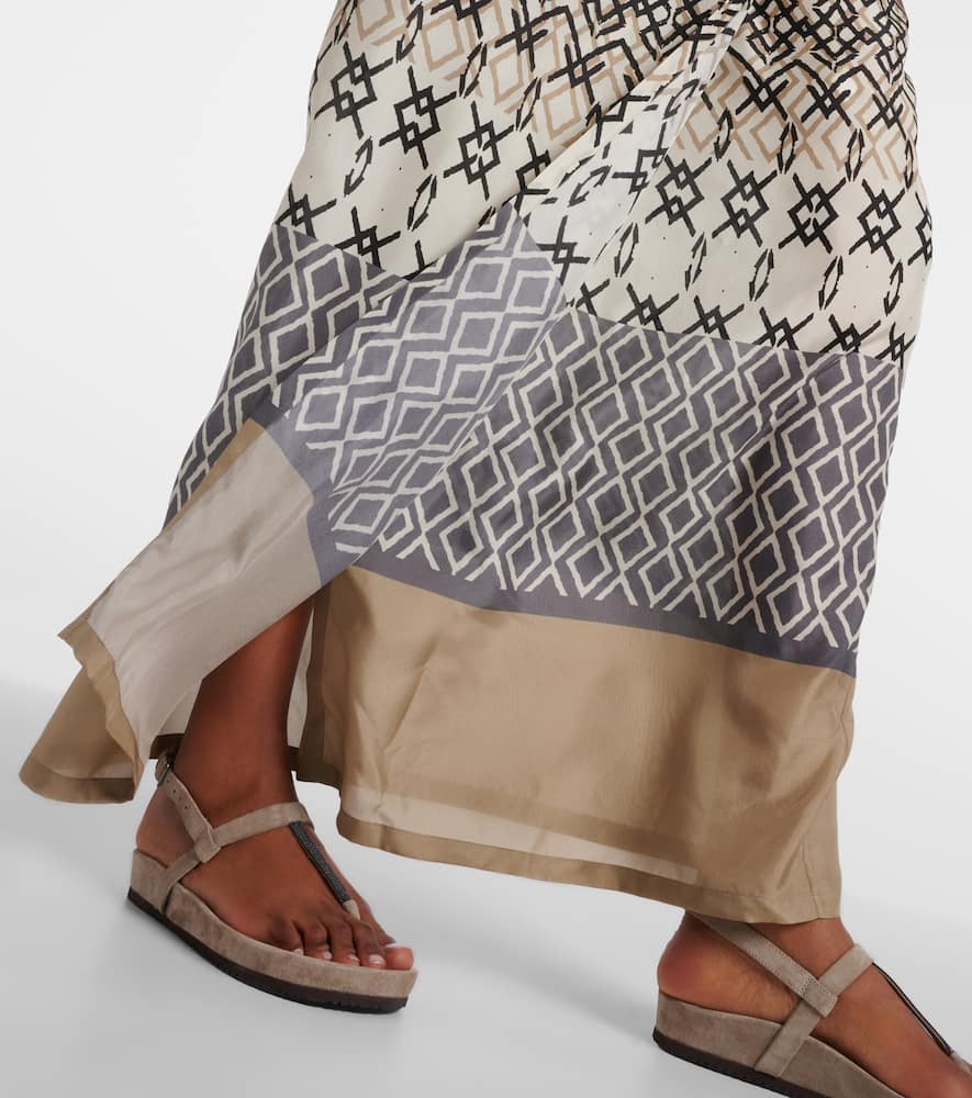 Printed halterneck silk maxi dress