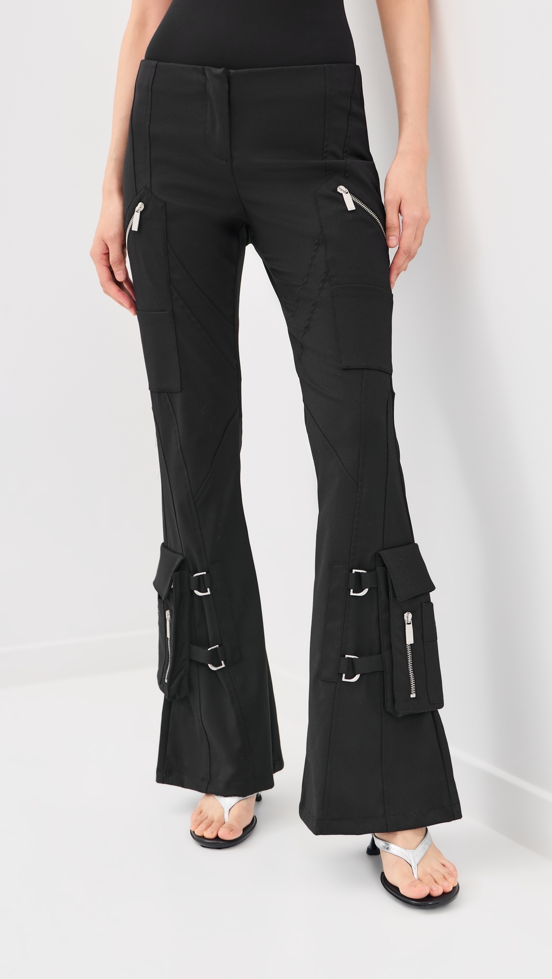 Wool Flare Pants Black