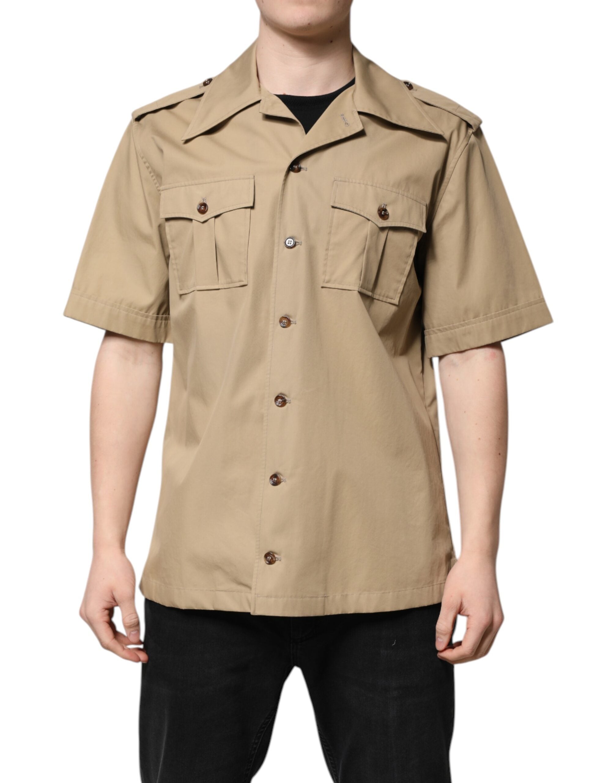 Short-Sleeve Utility Shirt — Brown