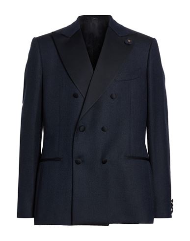 Man Blazer Midnight blue Size 36 Wool, Linen