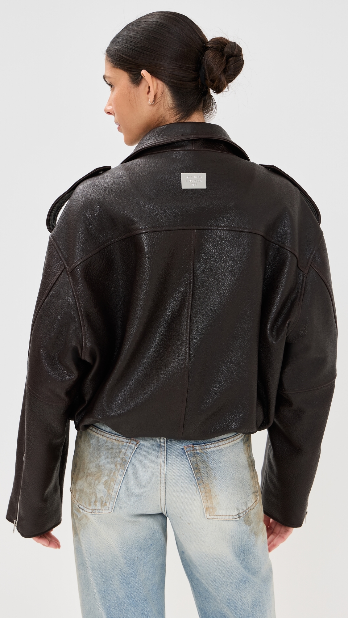 Leather Biker Jacket Dark Brown