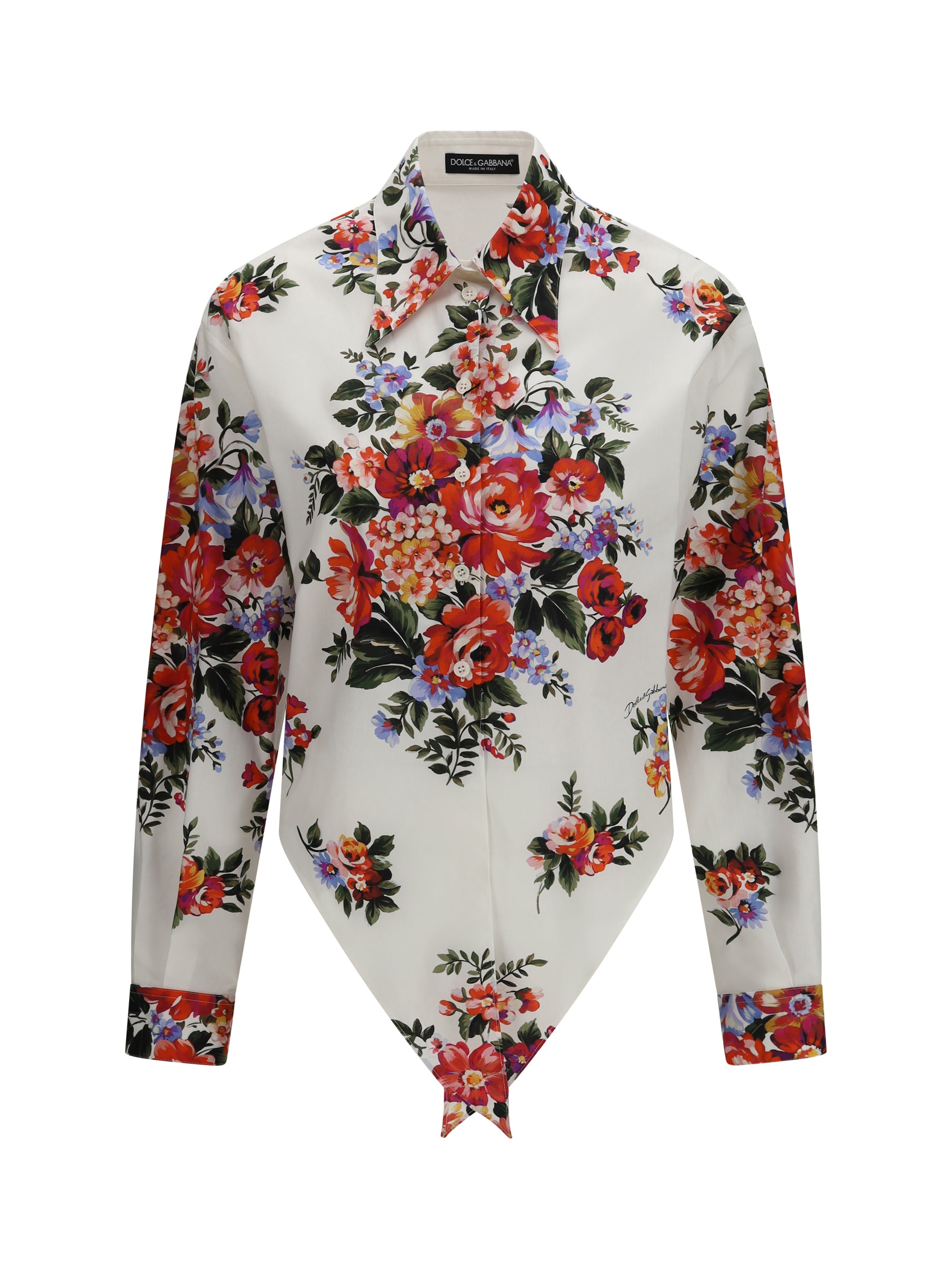Floral Print Cotton Shirt — White