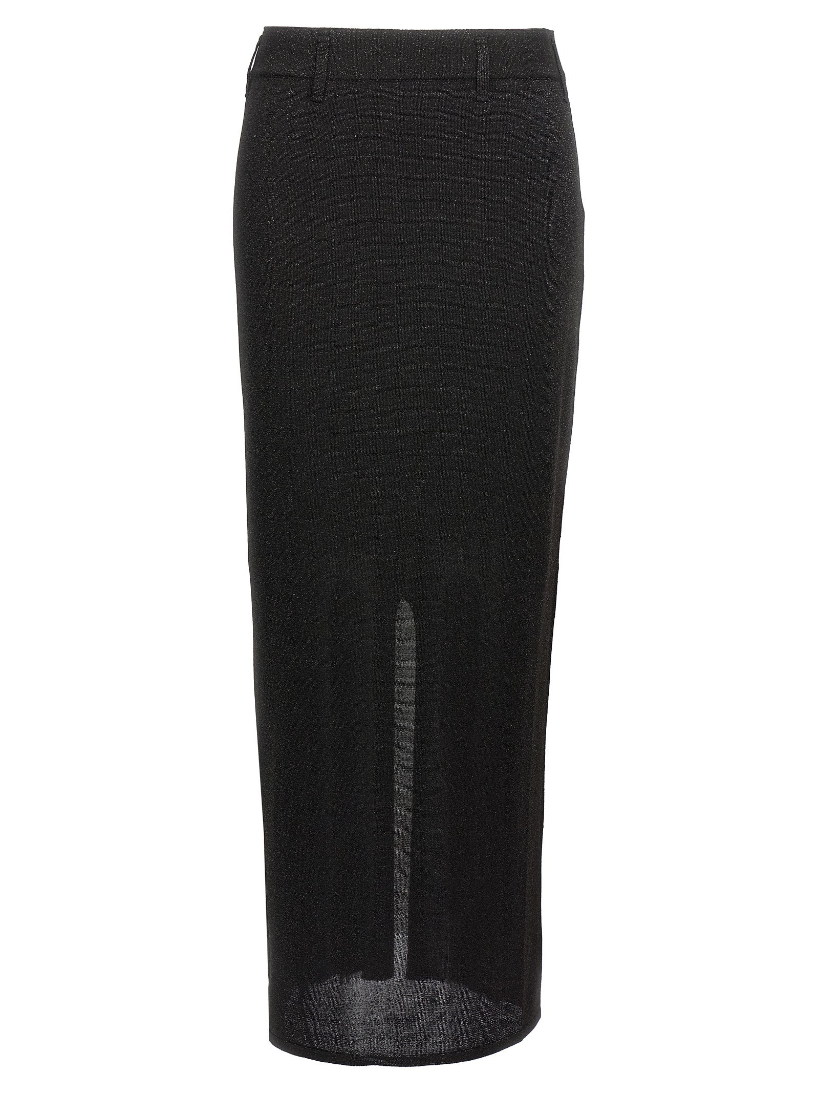 Lamé-Trimmed Sheath Skirt — Black