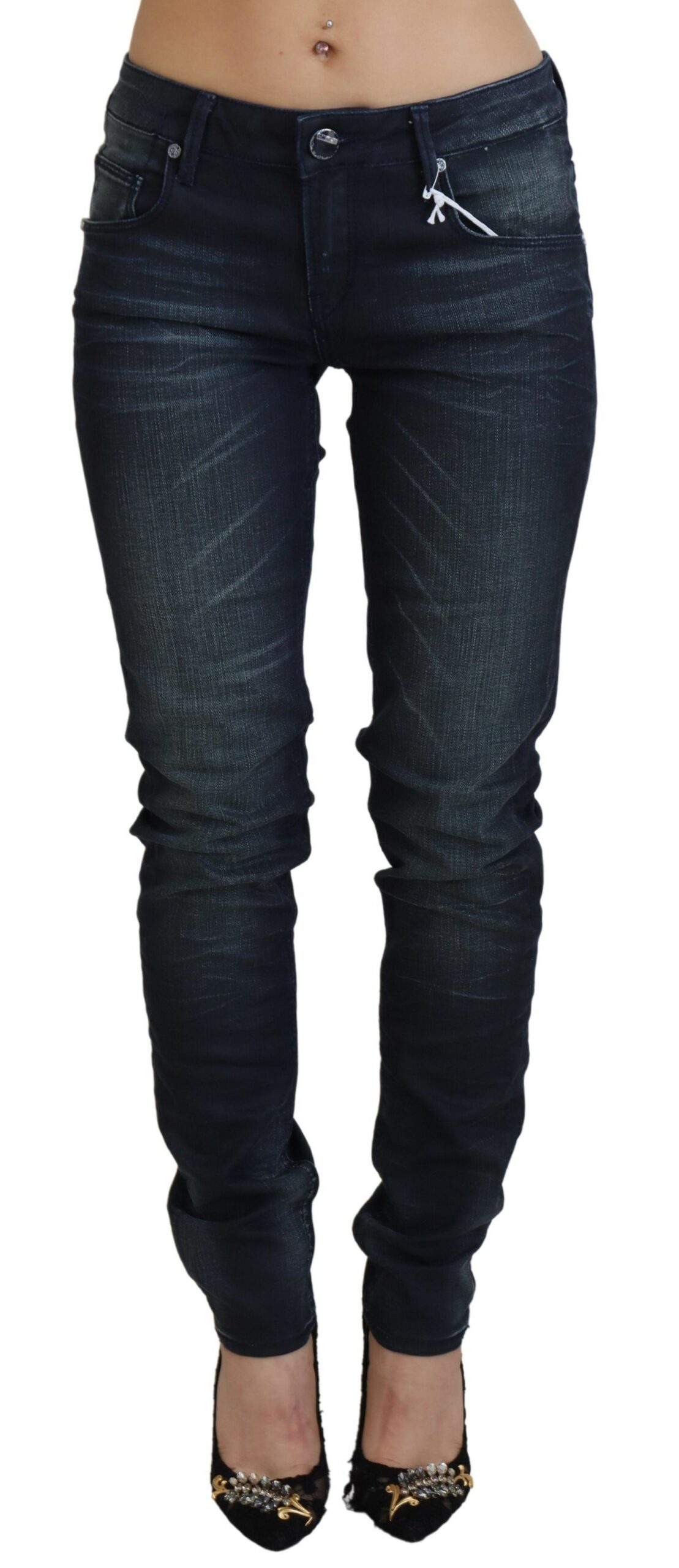 Acht Blue Washed Low Waist Slim Fit Cotton Denim Women's Jean
