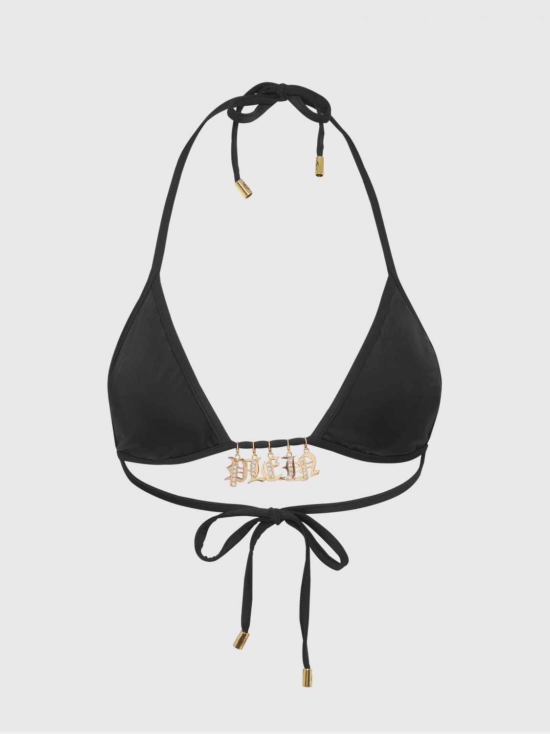 Philipp Plein charm-detail triangle bikini top - Black