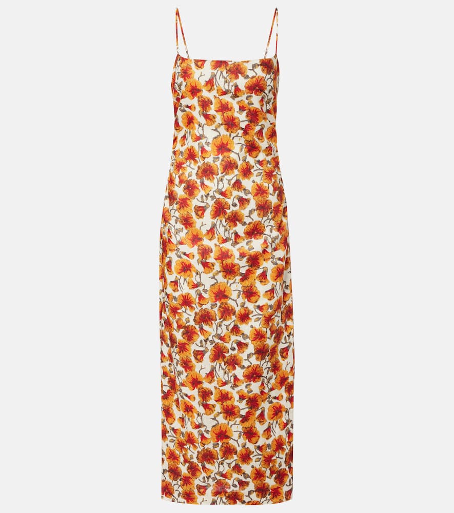 Floral linen midi dress