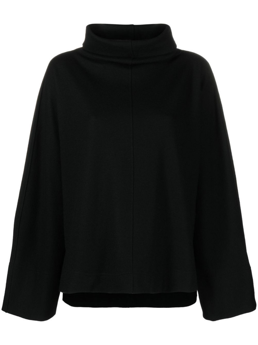 Black Flared Sleeve High Neck Sweater