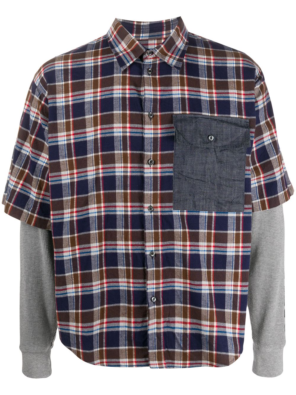 Check layered shirt - Brown