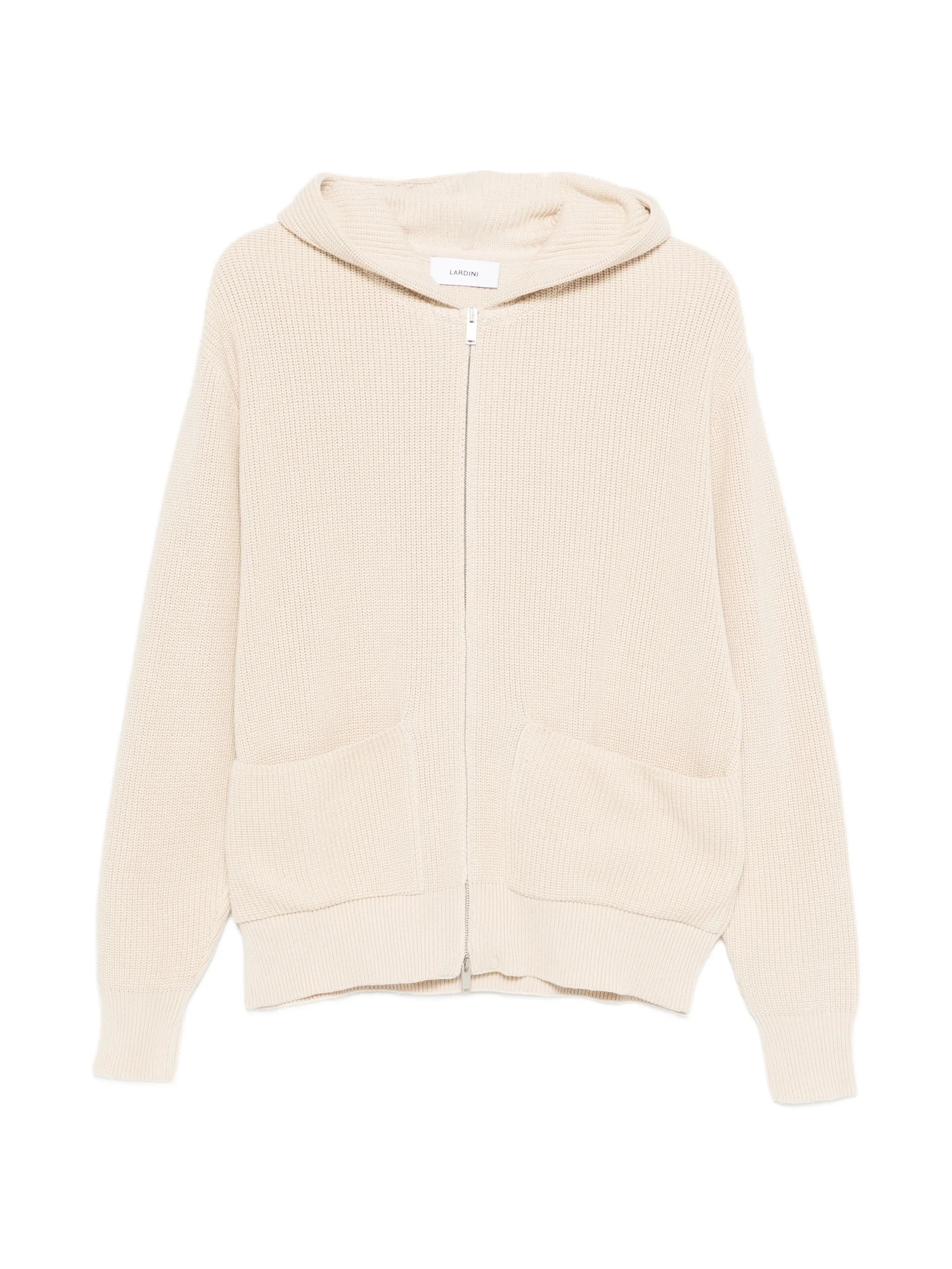 Ribbed Knit Hoodie with Zip Fastening for Men - Size M