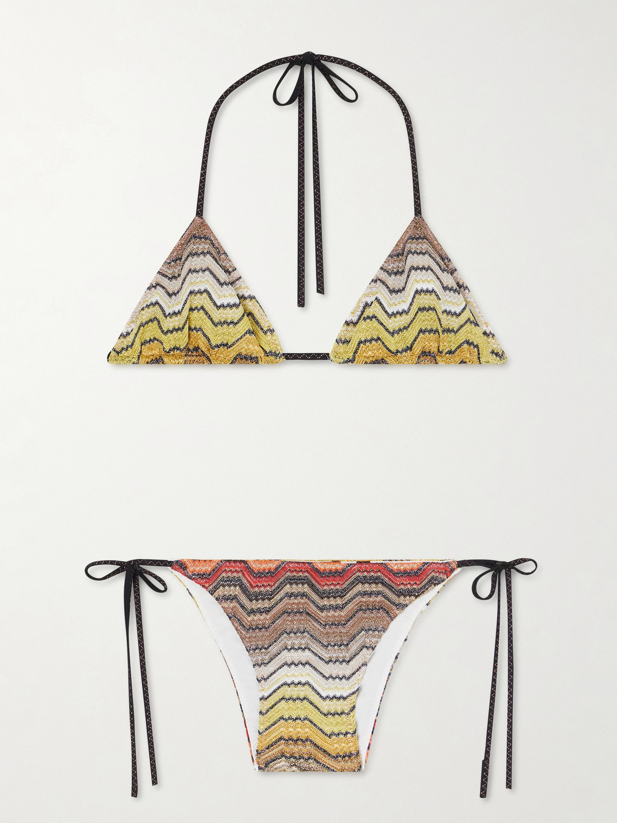 Mare Striped Metallic Crochet-knit Triangle Bikini - Gold