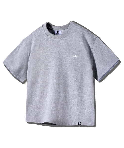 Cropped Stripe Color Block Roll-Up Short Sleeve T-Shirt GT-392_Gray